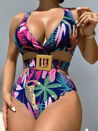 Women's One-piece High Waist With Straps Bikini Swimsuit