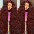 Fashion Front Lace Wine Red Long Curly Wig