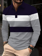 Men's Button Casual Slim Lapel 3D Printed Long Sleeve