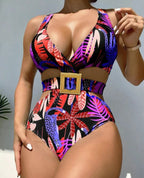 Women's One-piece High Waist With Straps Bikini Swimsuit