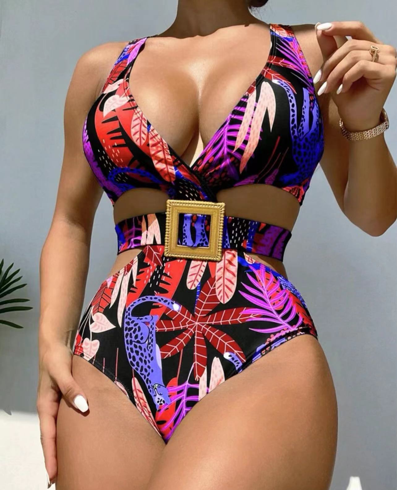 Women's One-piece High Waist With Straps Bikini Swimsuit