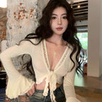 Lace-up Sun Protection Coat For Women Summer Sexy Slim-fit Crop-top