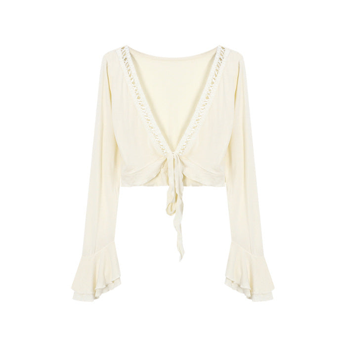 Lace-up Sun Protection Coat For Women Summer Sexy Slim-fit Crop-top