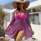 Bikini Mesh Three-piece Printed Swimsuit For Women