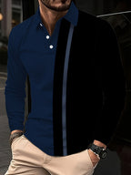 Men's Button Casual Slim Lapel 3D Printed Long Sleeve