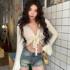 Lace-up Sun Protection Coat For Women Summer Sexy Slim-fit Crop-top