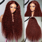 Fashion Front Lace Wine Red Long Curly Wig