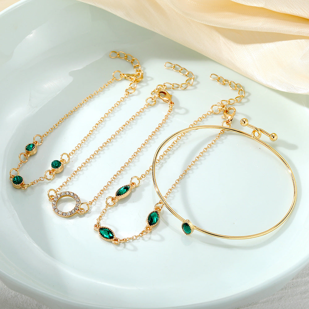 Diamond Bracelet Suit Rhinestone Chain Bracelet Four-piece Set For Women