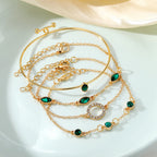 Diamond Bracelet Suit Rhinestone Chain Bracelet Four-piece Set For Women