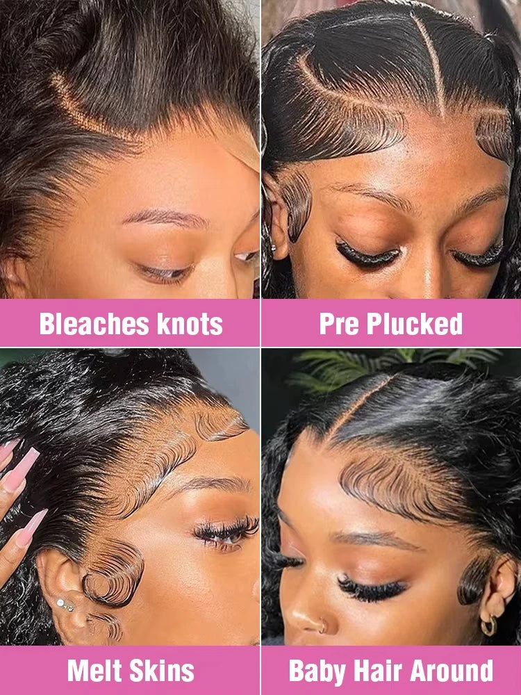 200% Long 40 Inch Bone Straight Human Hair Wigs 13x5 HD Lace Frontal Wig 13x6 Brazilian Black 360 Full Lace Front Human Hair Wig