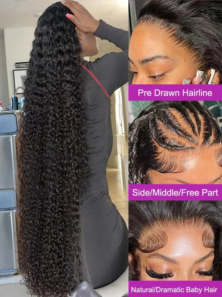 46 50 52 Inch 13x6 13x4 Hd Lace Front Wig Deep Wave 250 Density Water Wave 360 Full Lace Frontal Wigs Curly Human Hair For Women