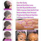 300% Density 13x6 360 FullLoose Deep Wave Hd Lace Frontal Wig 40 46Inch 7x5 Glueless Curly Human Hair Lace Front Wigs For Women