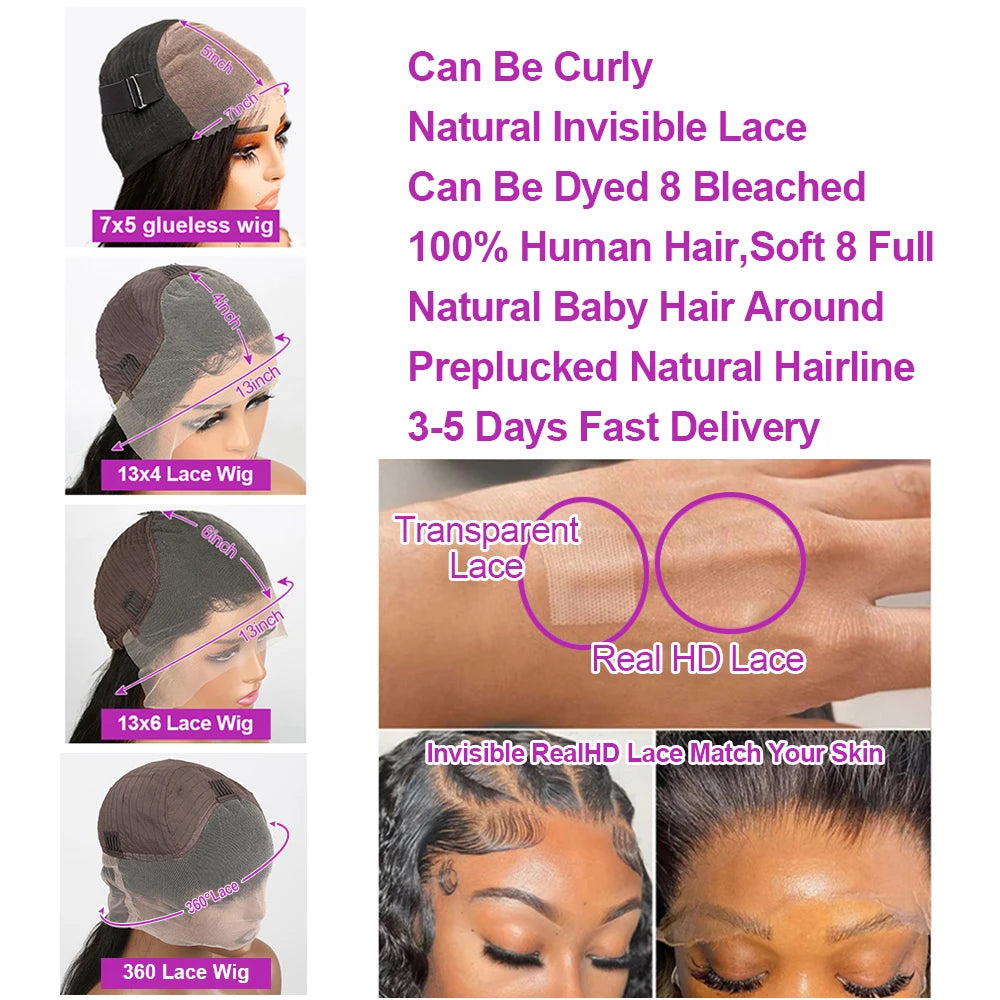 300% Density 13x6 360 FullLoose Deep Wave Hd Lace Frontal Wig 40 46Inch 7x5 Glueless Curly Human Hair Lace Front Wigs For Women