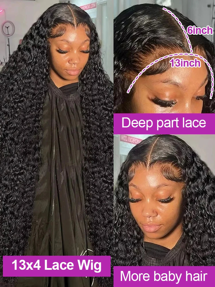 300% Density 13x6 360 FullLoose Deep Wave Hd Lace Frontal Wig 40 46Inch 7x5 Glueless Curly Human Hair Lace Front Wigs For Women