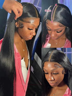 200% Long 40 Inch Bone Straight Human Hair Wigs 13x5 HD Lace Frontal Wig 13x6 Brazilian Black 360 Full Lace Front Human Hair Wig