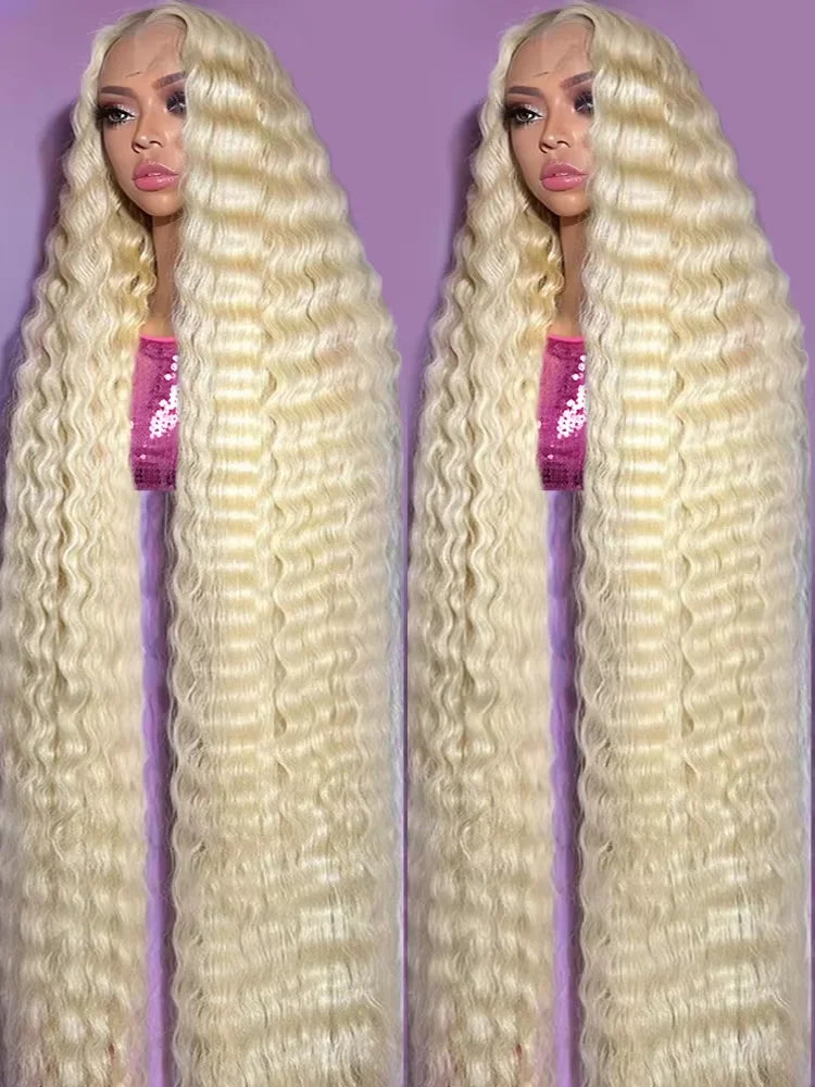 250% 40 42 Inch Water Deep Wave 613 Blonde HD Lace Frontal Wig 13×6 Colored Kinky Curly Wigs 13x5 Raw Lace Front Human Hair Wigs