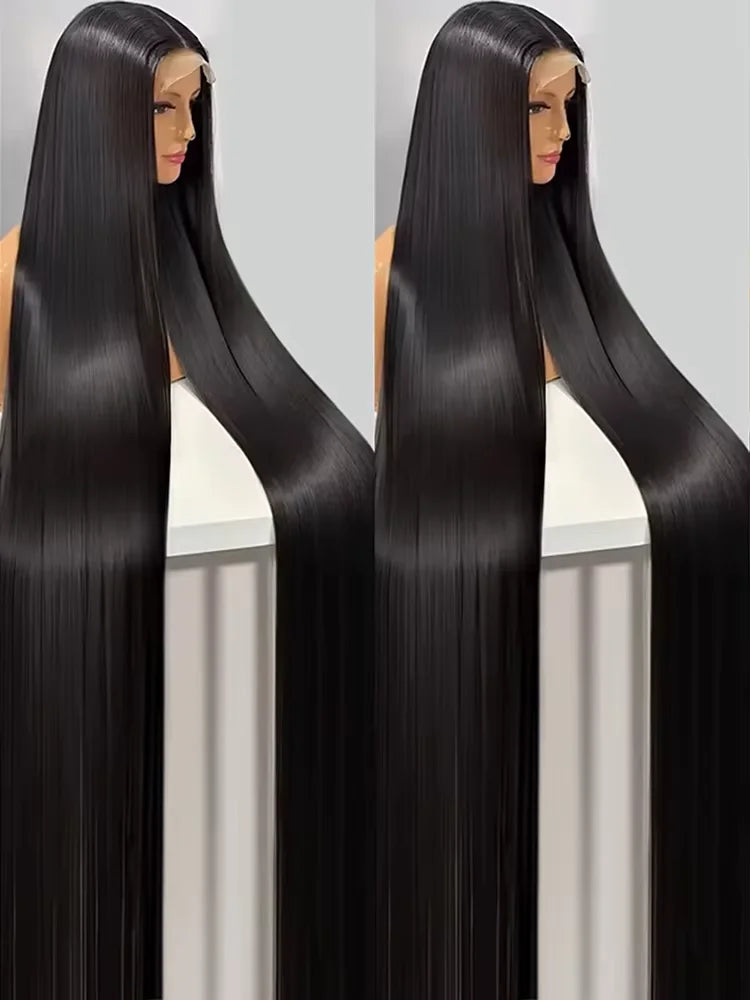 200% Long 40 Inch Bone Straight Human Hair Wigs 13x5 HD Lace Frontal Wig 13x6 Brazilian Black 360 Full Lace Front Human Hair Wig