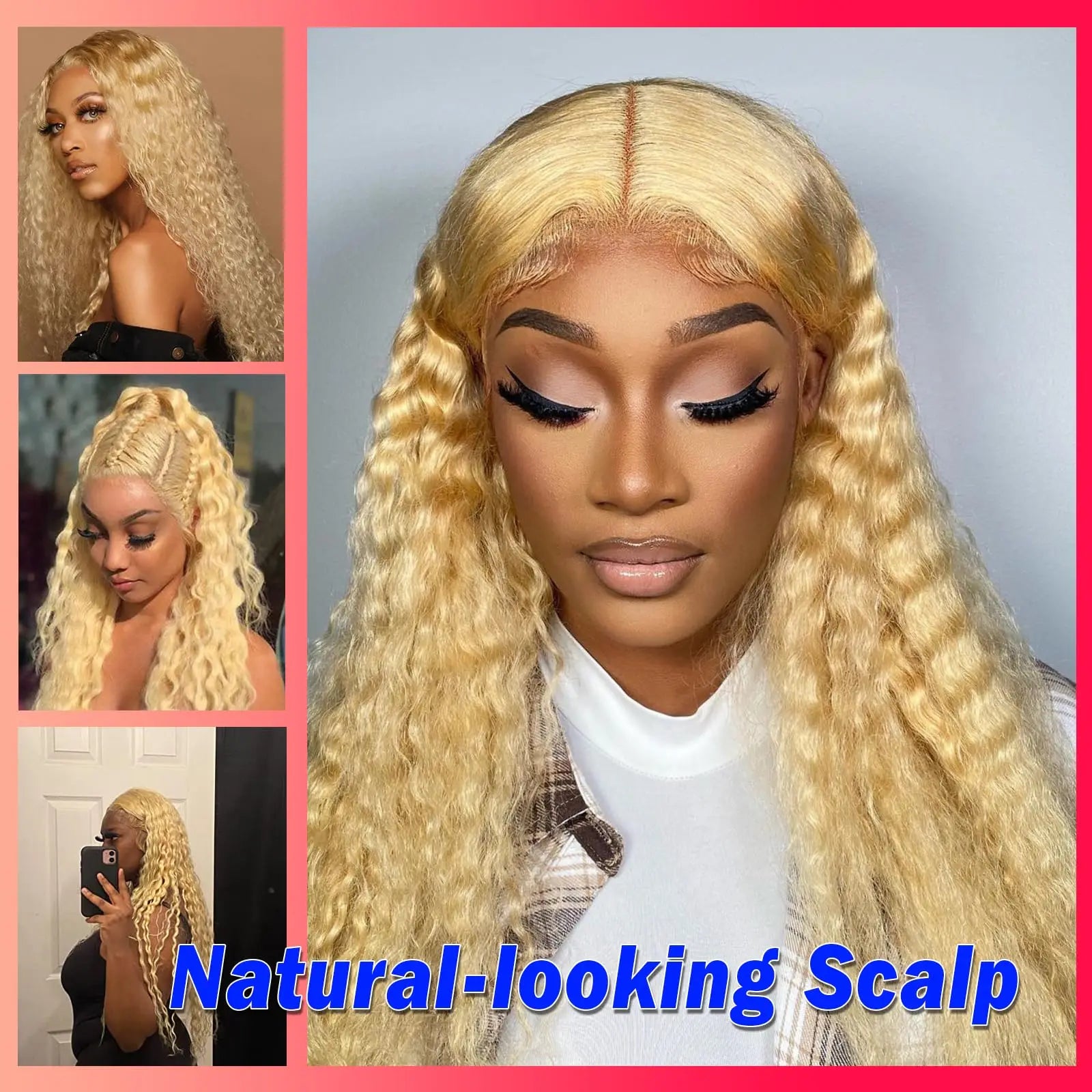 250% 40 42 Inch Water Deep Wave 613 Blonde HD Lace Frontal Wig 13×6 Colored Kinky Curly Wigs 13x5 Raw Lace Front Human Hair Wigs
