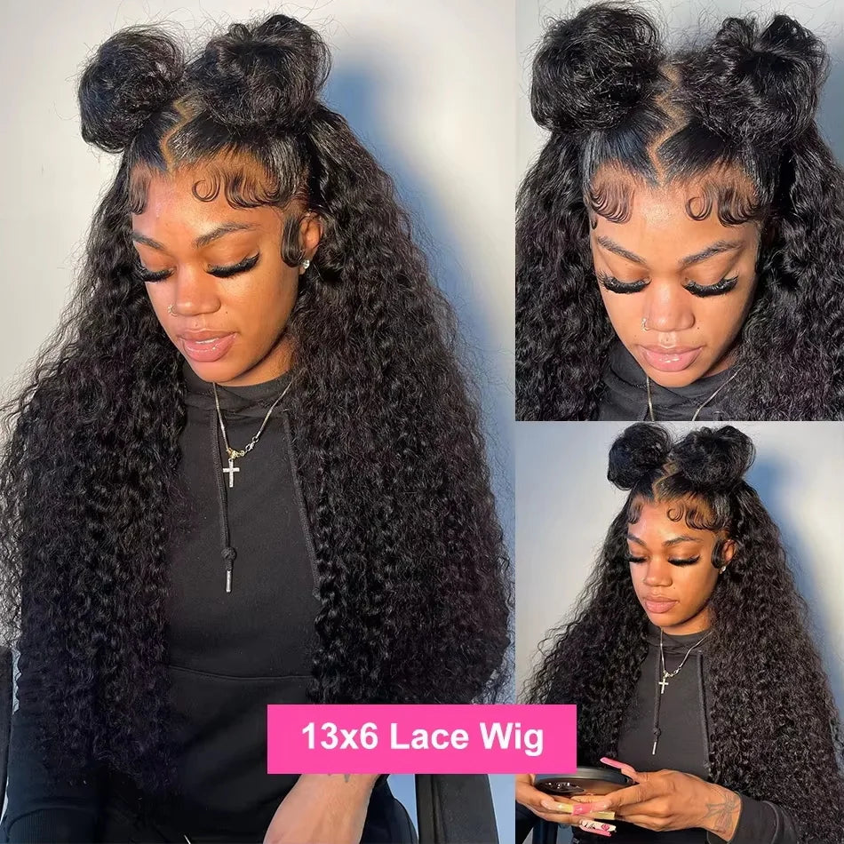 40 Inch Deep Wave 13x6 HD Lace Front Wigs Pre Plucked 6x6 Glueless Wigs Human Hair Brazilian Curly Human Hair Wig For Women