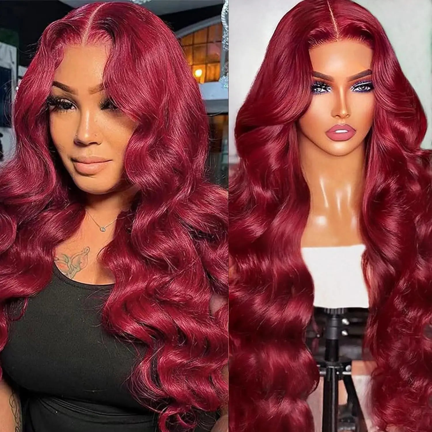 13x6 Hd Lace Front Human Hair Wig 99J Burgundy Preplucked Hd Transparent 13x4 Body Wave Human Hair Lace Frontal Wigs for Women