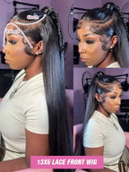 200% Long 40 Inch Bone Straight Human Hair Wigs 13x5 HD Lace Frontal Wig 13x6 Brazilian Black 360 Full Lace Front Human Hair Wig