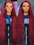40 Inch Red Wig 99J Burgundy Lace Front Wig 13X4 Curly Human Hair Wigs Hd Lace Wig 13X6 Human Hair Colored Deep Wave Frontal Wig