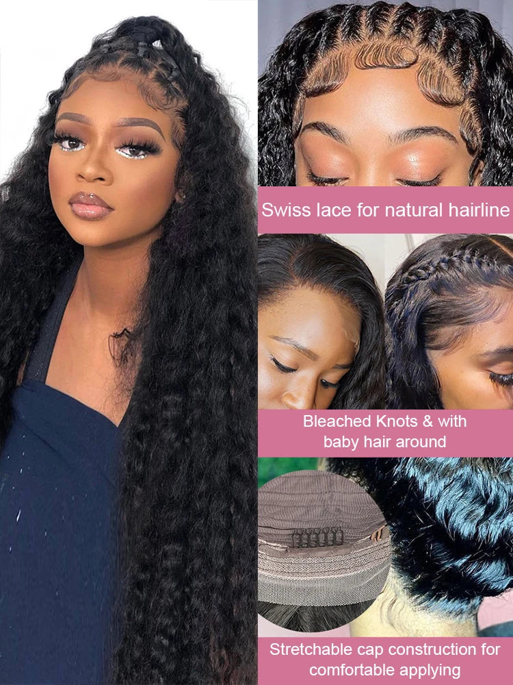 40 50 Inch Water Wave Curly Lace Front Wigs 13x4 13x6 HD Deep Wave Lace Frontal Wig 7x5 Glueless Human Hair Wigs For Women 300%