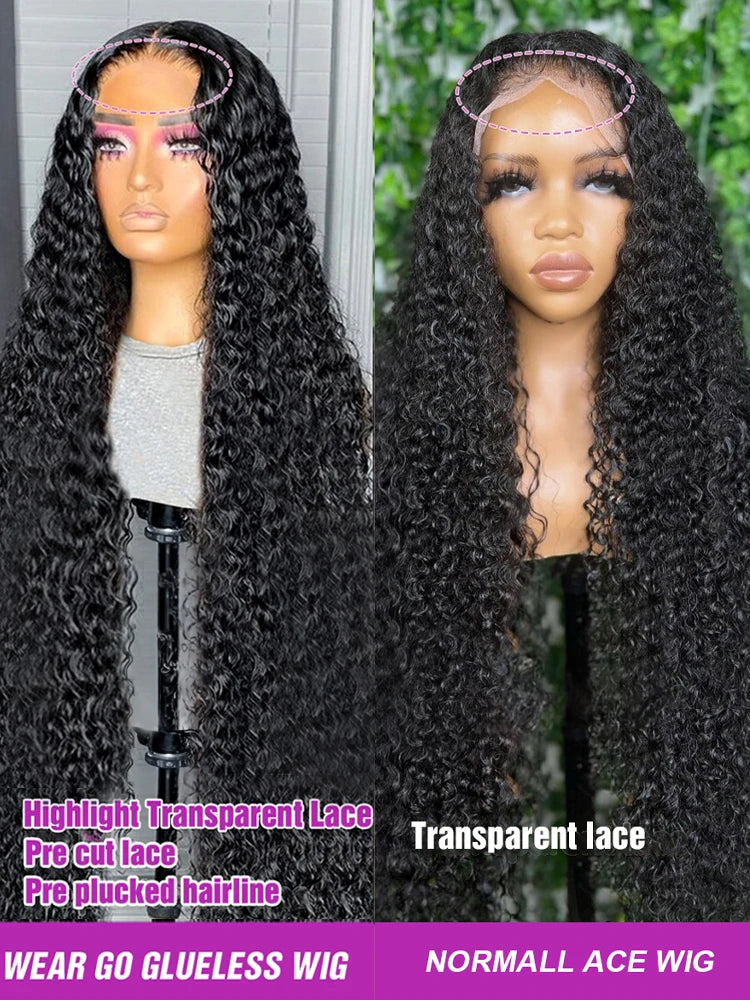 300% Density 13x6 360 FullLoose Deep Wave Hd Lace Frontal Wig 40 46Inch 7x5 Glueless Curly Human Hair Lace Front Wigs For Women