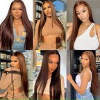 Chocolate Brown Straight Lace Front Wigs 13x6 Transparent Lace Frontal Wig Pre Plucked Remy 13x4 Brazilian Human Hair Wigs 200%