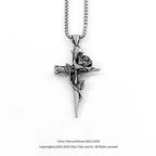 Vintage Rose Cross Titanium Steel Necklace Man