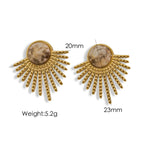 Elegant Inlaid Natural Stone Titanium Steel Ear Studs