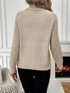 Women Solid Color Turtleneck Long Sleeve Casual Sweater