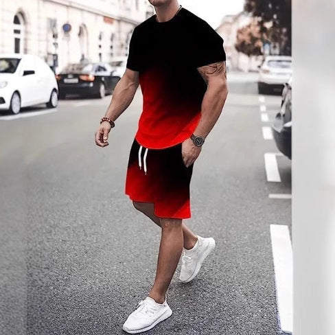 Summer Fashion Trend 3D Digital Printing Men's Shorts Suit