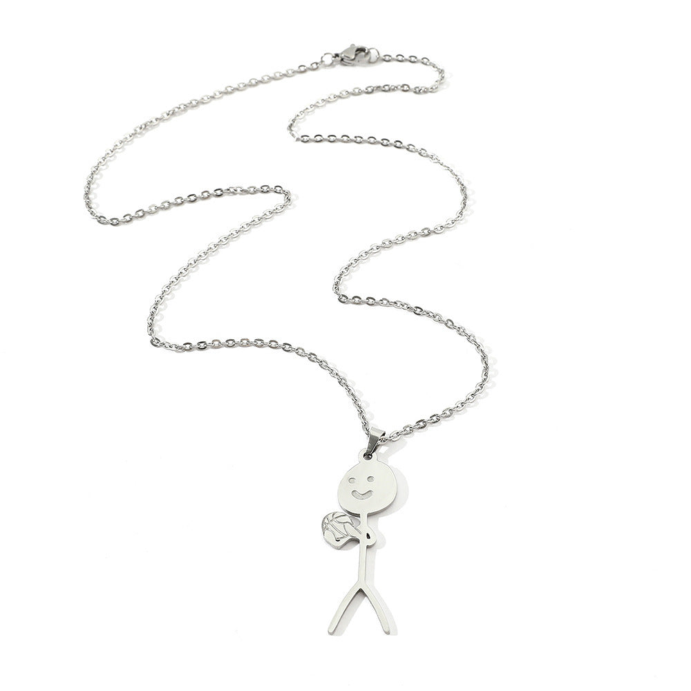 Funny Design Sense Basketball Little Man Necklace Fashion