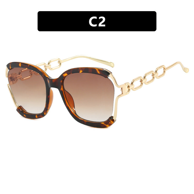 Big Square Rim Chain Sunglasses For Women Fashionable Sunglasses