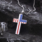 Stainless Steel Surface Smooth Back Sand Corrosion Epoxy Flag Cross Pendant