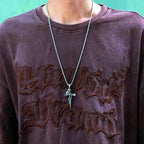 Vintage Rose Cross Titanium Steel Necklace Man
