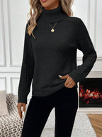 Women Solid Color Turtleneck Long Sleeve Casual Sweater