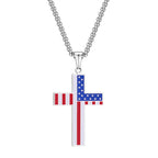 Stainless Steel Surface Smooth Back Sand Corrosion Epoxy Flag Cross Pendant