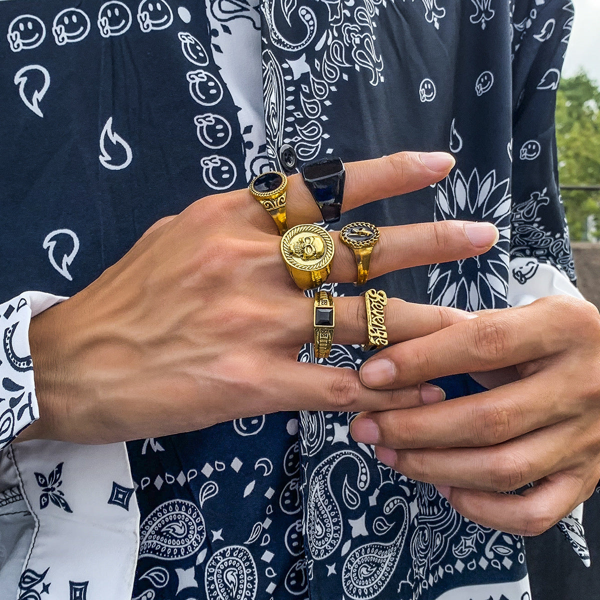 6 Pieces Ring Set Simple Personality Fashion Trendy Retro Cover