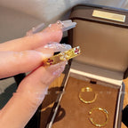 Alluvial Gold Brushed Four-petal Open Zircon Ring