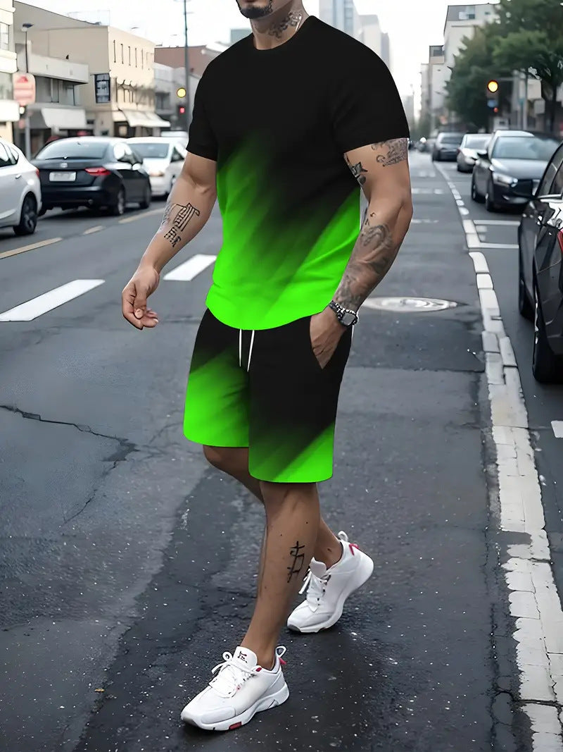 Summer Fashion Trend 3D Digital Printing Men's Shorts Suit