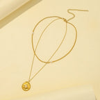 Coin Pearl Pendant Necklace Titanium Steel Necklace