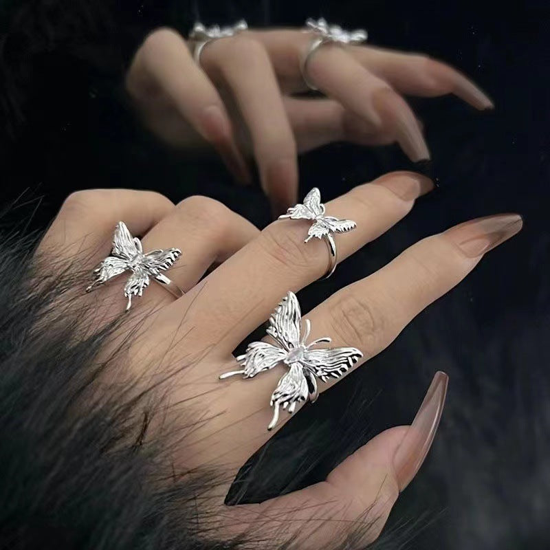 Women's Niche Design Pleated Cold Wind Dark Ring