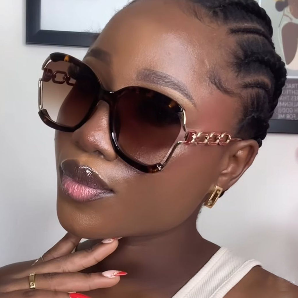 Big Square Rim Chain Sunglasses For Women Fashionable Sunglasses