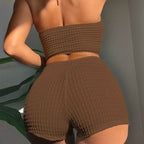 Sexy Solid Color High Waist Split Bikini Swimsuit For Women