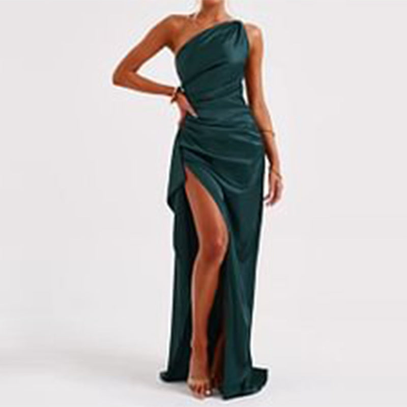 Sexy One-shoulder Backless Slit Dress Summer Elegant