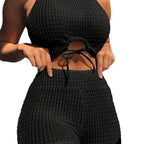 Sexy Solid Color High Waist Split Bikini Swimsuit For Women