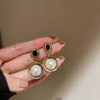 Irregular Pearl Circle Earrings Fashion Retro Long