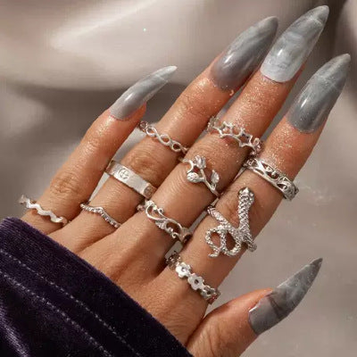 Bracelet Set Ring Personality Exaggerated Punk 11 Pieces Snake Five-pointed